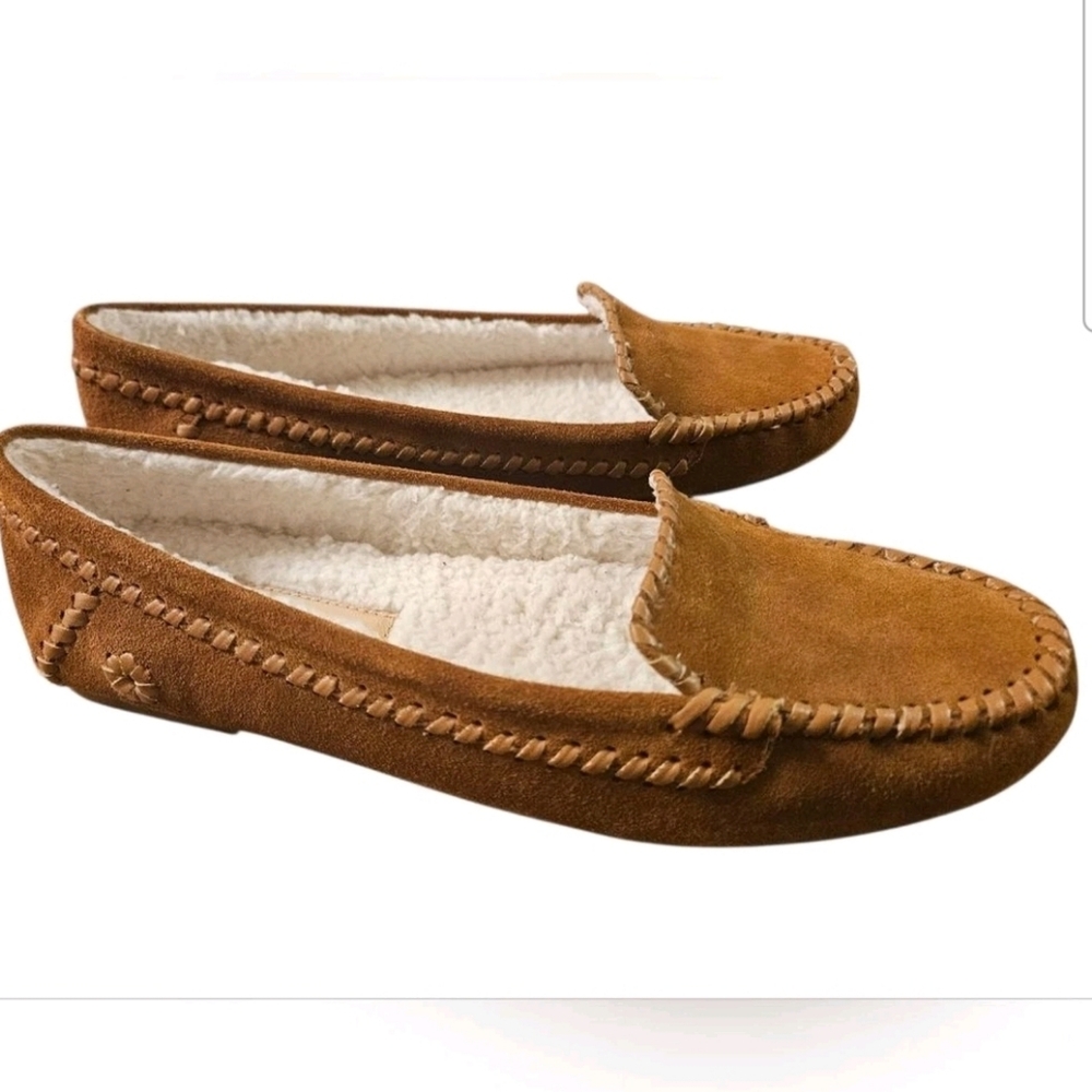 Jack Rogers Millie Moccasin Slipper Leather Faux-shearling Sz 8.5 NEW